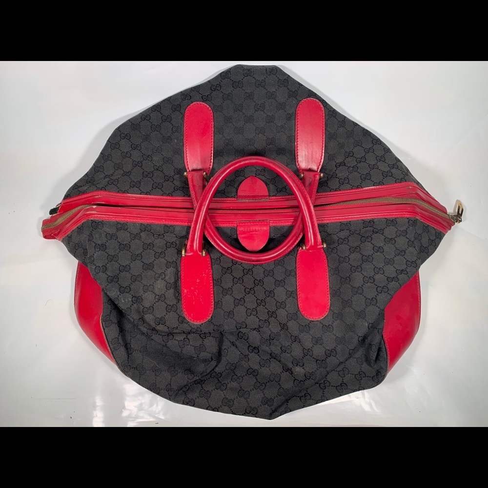 Gucci duffle bag black red vintage
